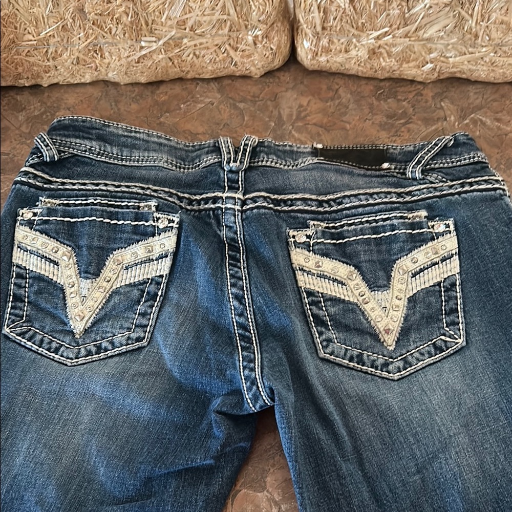 VIGOSS Mid Rise Boot Cut Bling Jeans